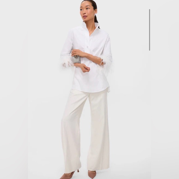 TUCKERNUCK White Feather Willow Blouse Women's size Medium - Picture 2 of 11